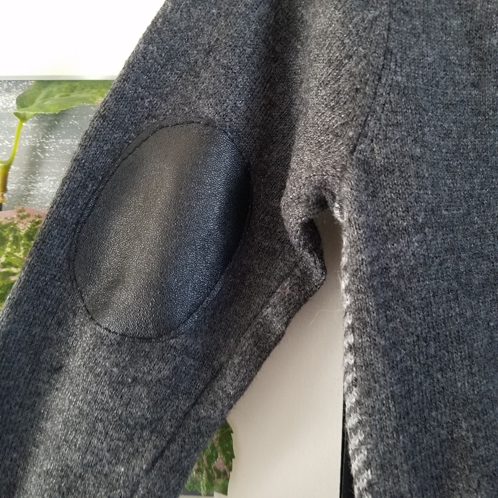 Deux‎ Par Deux Faux Leather Elbow Cardigan Sweater 18 M - Picture 6 of 8